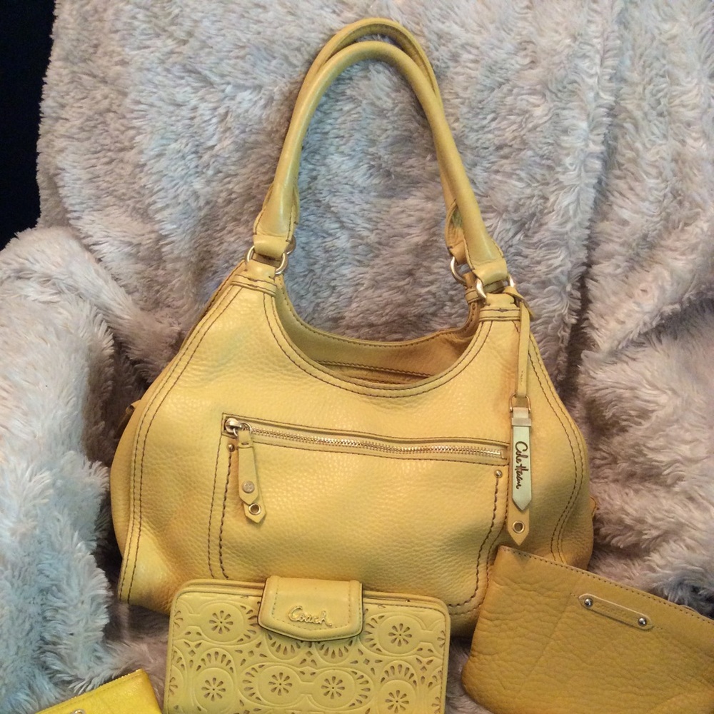 Yellow Cole Haan Purse with Accessories!